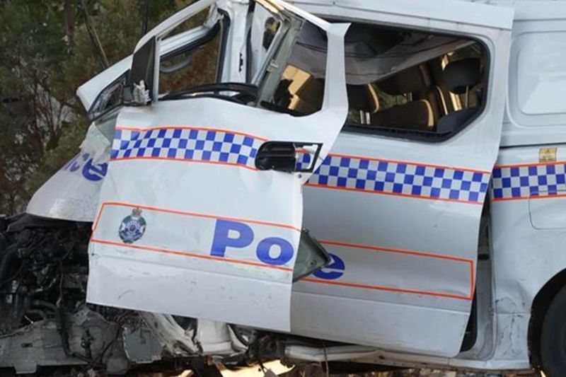 Queensland criminal steals police van and crashes it