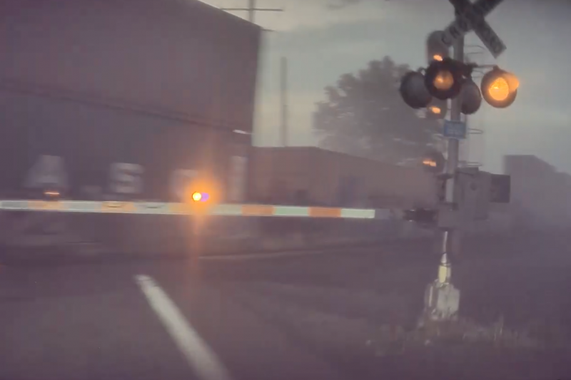 Watch as this Tesla almost Full Self-Drives into a train