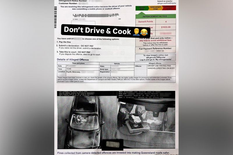 No, this Australian man wasn’t fined for cooking a steak while driving