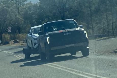 2025 Kia Tasman spotted tow-testing against Ford Ranger