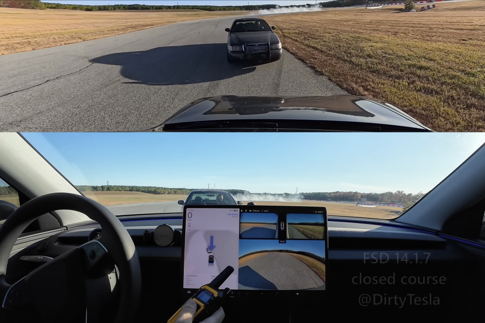 Watch how a Tesla with Full Self-Driving handles being run off the road