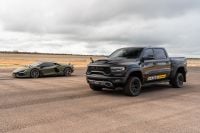 1200hp RAM TRX vs Lamborghini Revuelto drag race
