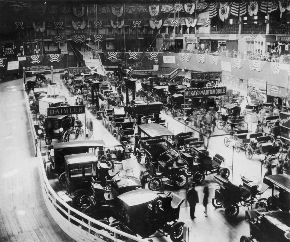 Above: The New York motor show around a century ago.