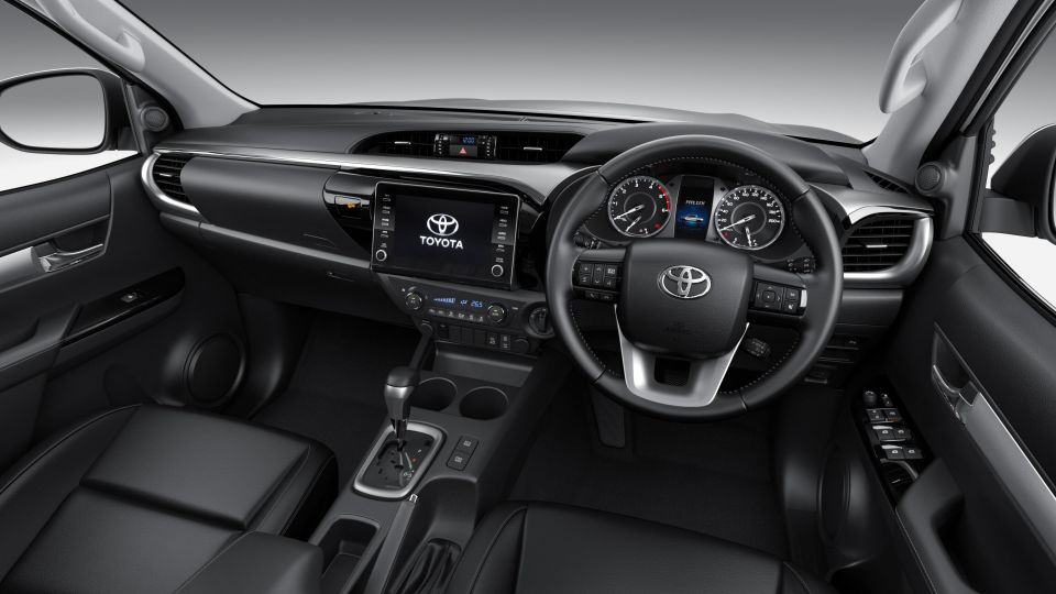Toyota HiLux cabin pictured. We will update this story when pictures of the updated Fortuner cabin are available.