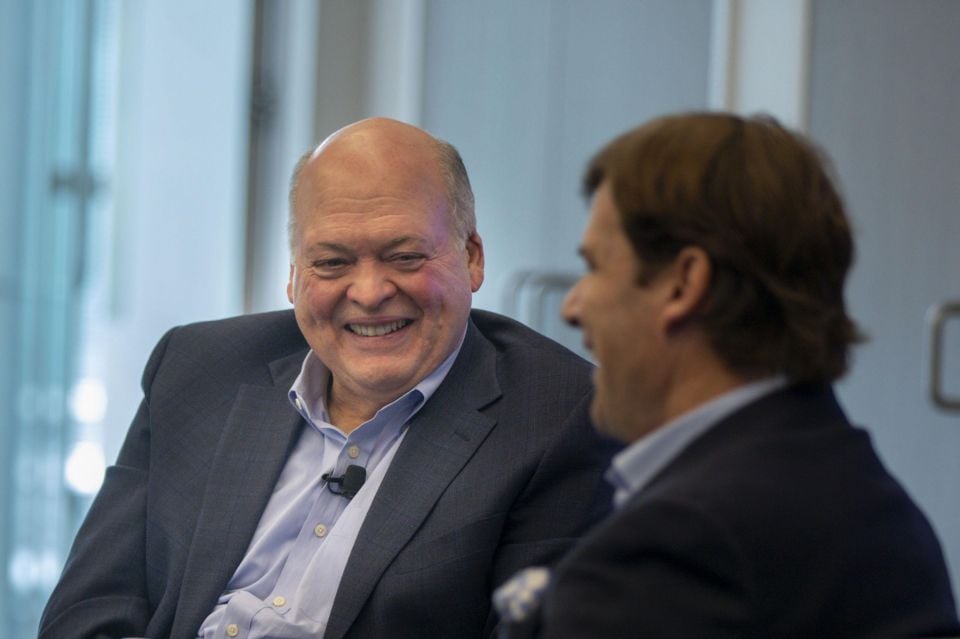 Jim Hackett (left) with his successor Jim Farley (right)