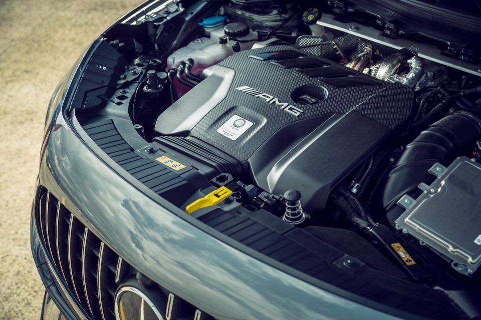 Pictured: AMG GLA45 S engine