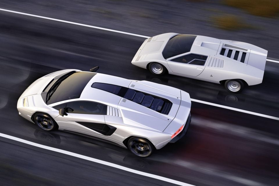 Lamborghini Countach LPI 800-4 (left) and Countach LP 400 (right)