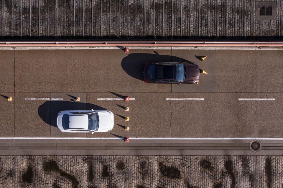 Pictured: a car with counterfeit brake pads versus one with genuine pads