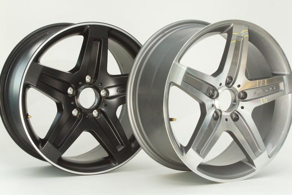Pictured: Genuine (left) and counterfeit (right) rims after a stress test