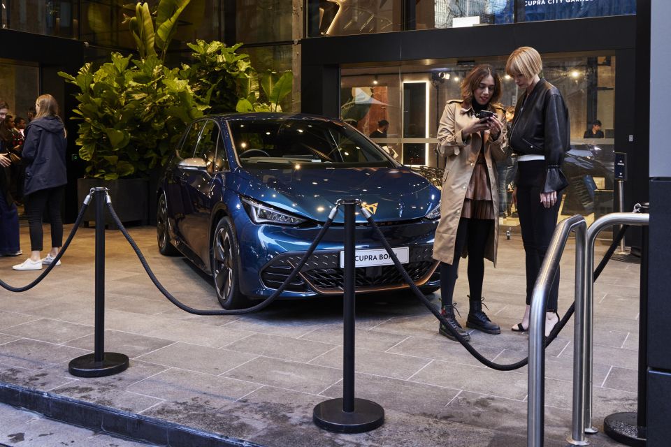 The Cupra Born on show at the Cupra City Garage in Sydney