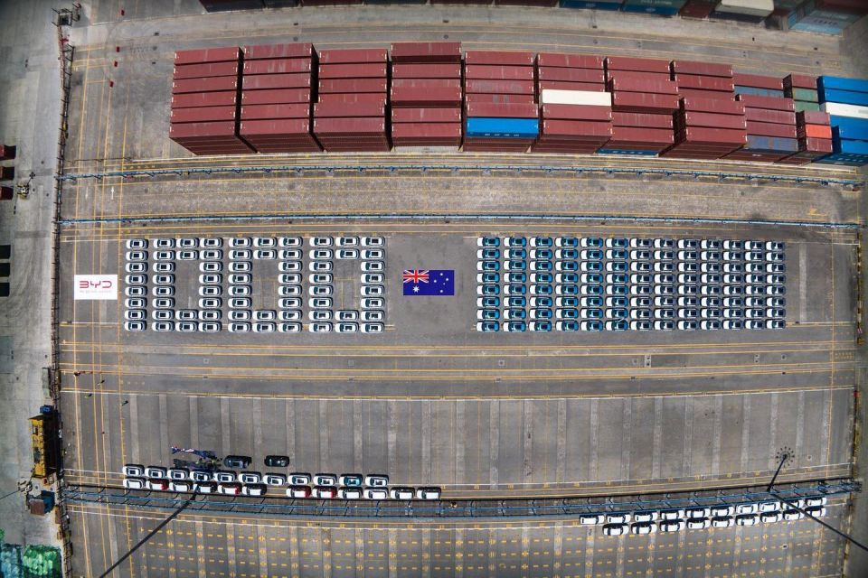 BYD Atto 3s at a Chinese port