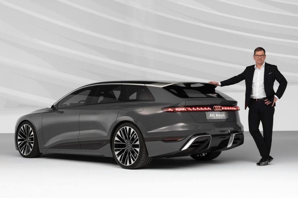 Markus Duesmann with the Audi A6 e-tron Avant concept