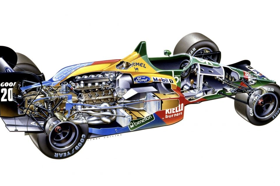 1988 Line Drawing Benetton F1 car