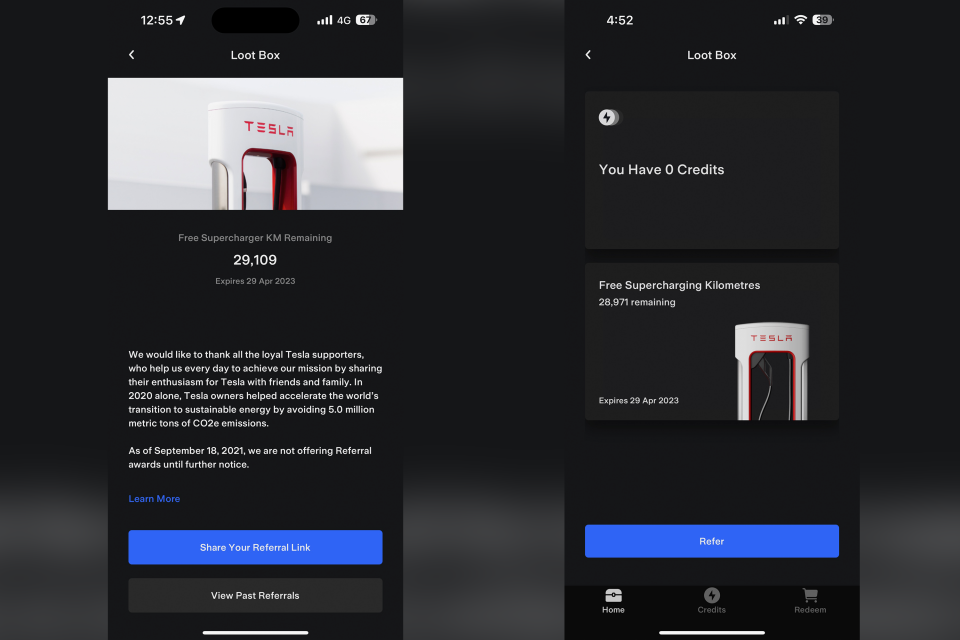 An owner’s app before the change, and after