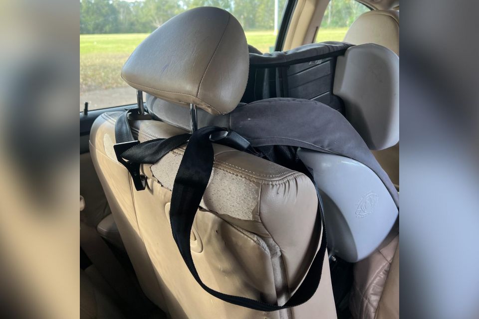 An improperly secured child seat