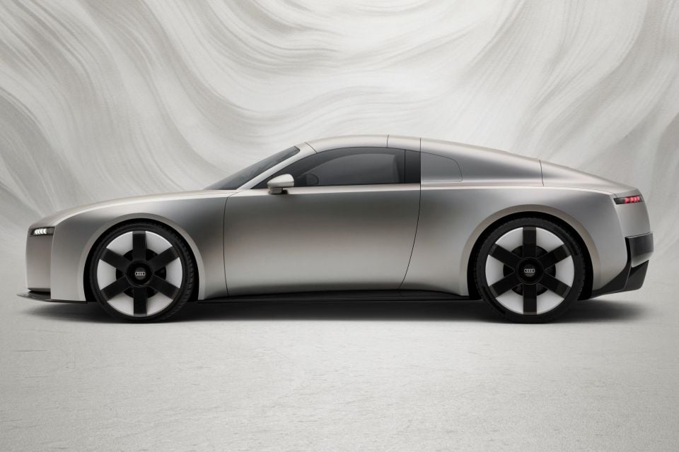 Static studio shot, exterior, side view