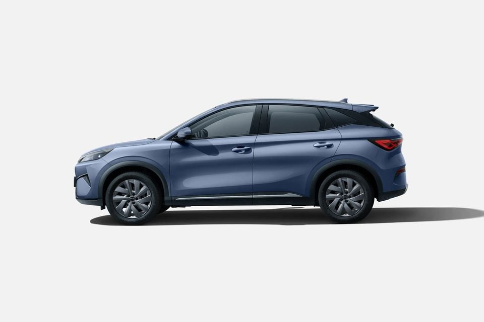 A blue 2026 BYD Atto 3 SUV shown from the side on a white background