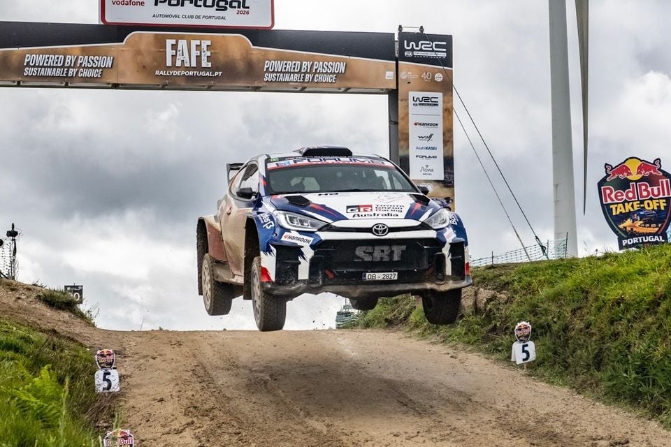 Harry Bates driving a GR Yaris Rally2 at this month's WRC Rally de Portugal
