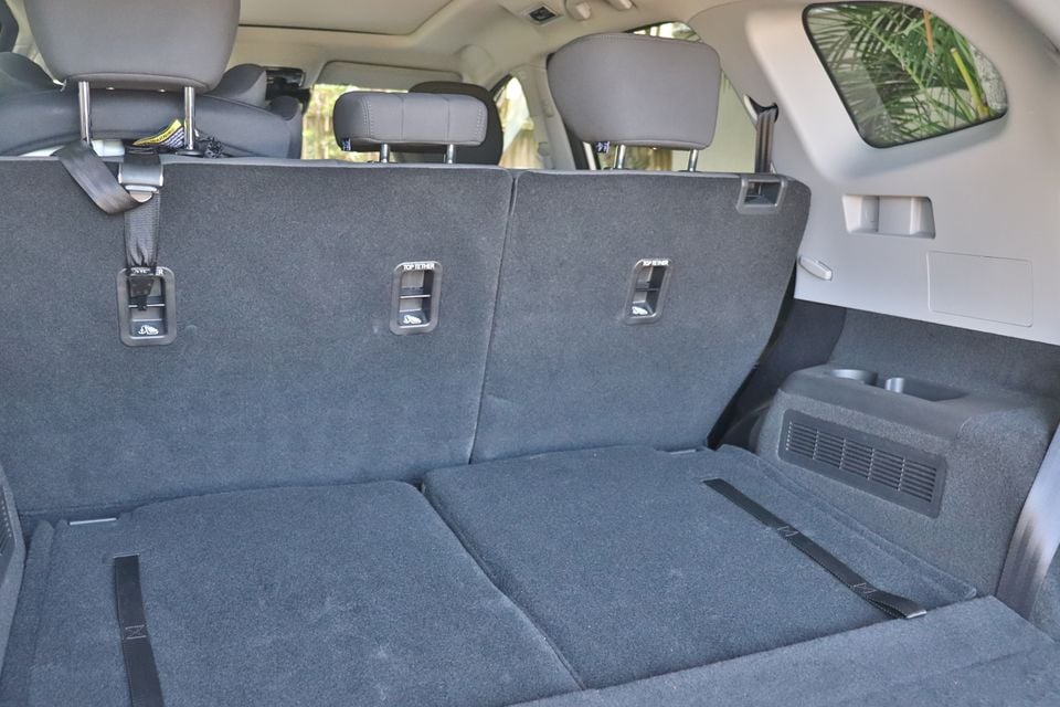 The rear cargo area of a 2026 Chery Tiggo 8 SUV with the third-row seats folded flat.