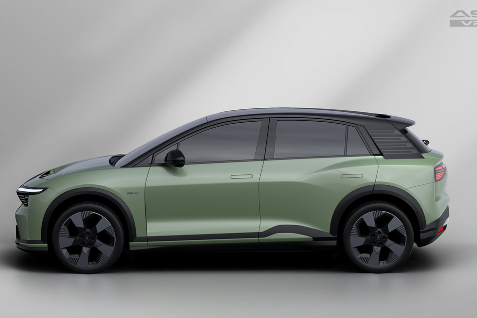 A green 2026 Mitsubishi ASX electric SUV seen from the side against a studio background