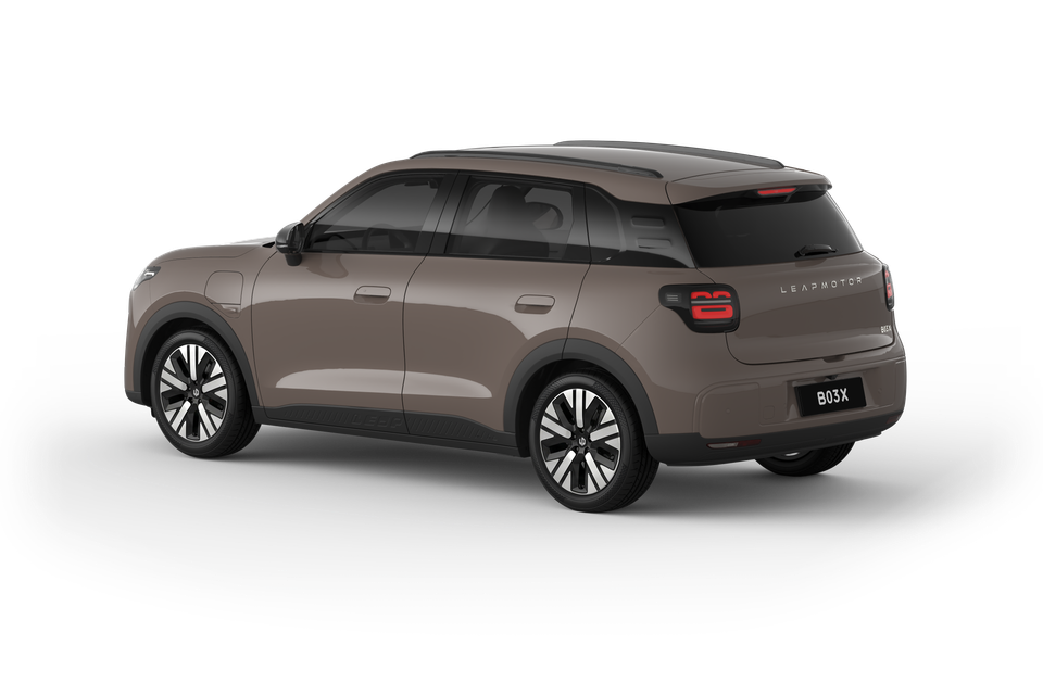 A brown 2027 Leapmotor B03X SUV shown from the rear quarter on a white background