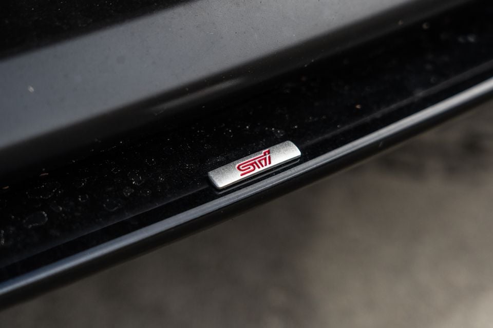 Close-up of the STI badge on a Subaru BRZ tS