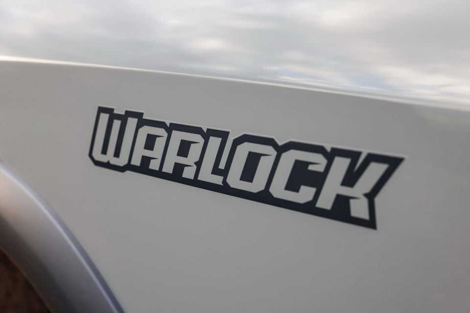 Close-up of the Warlock badge on the side of a Ram 2500 Warlock ute