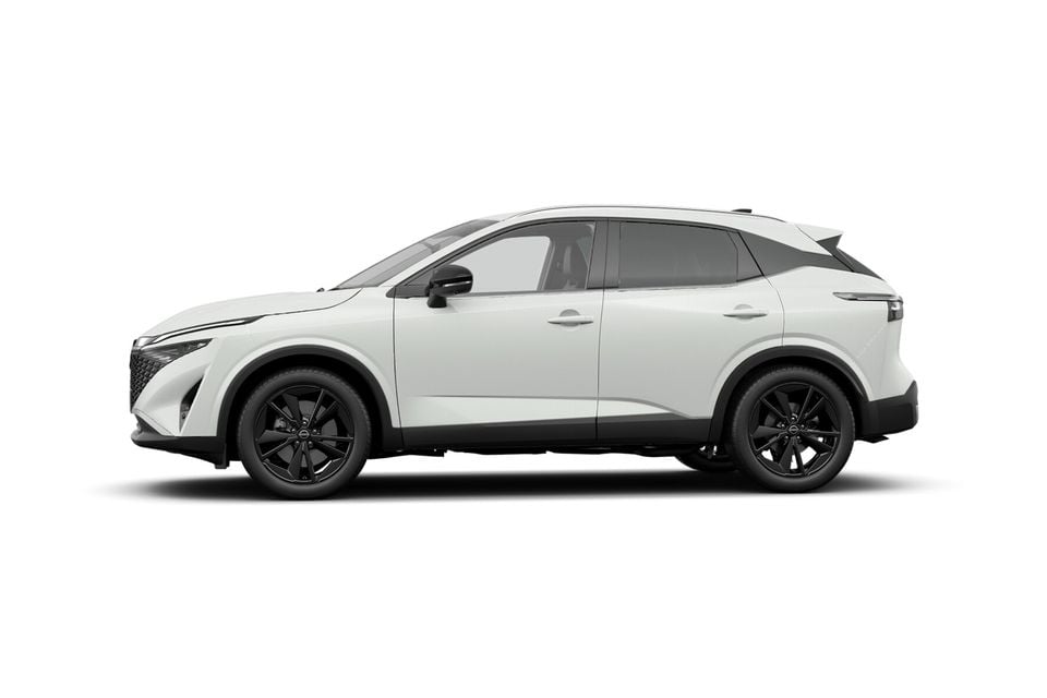 A white Nissan Qashqai SUV shown from the side on a white background